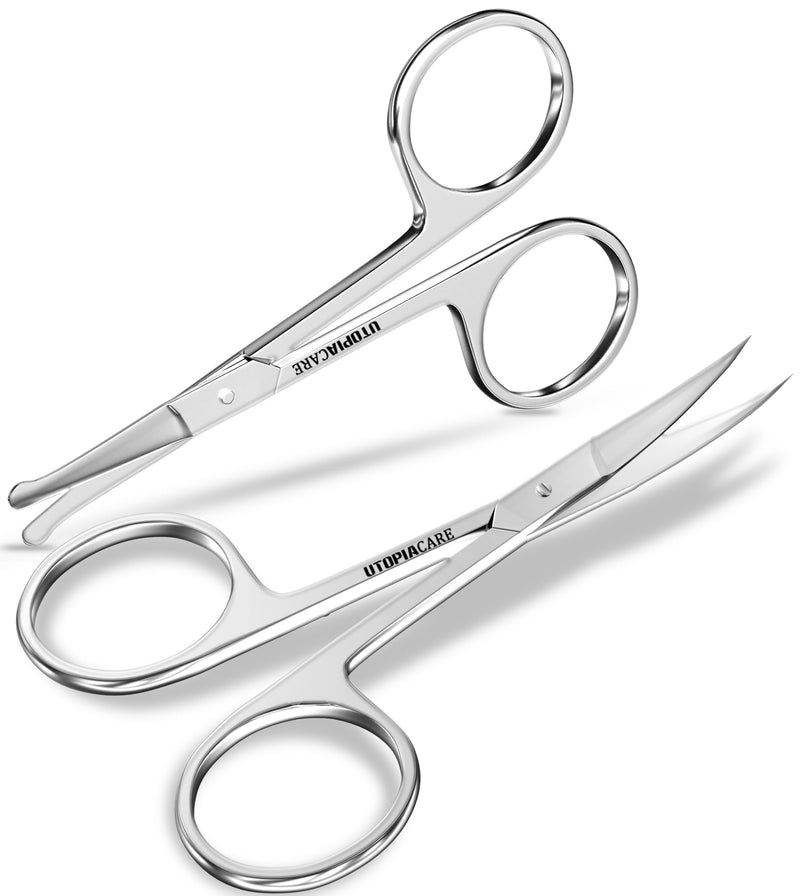 Utopia Care Eyebrow Scissors, Professional Stainless Steel Small Shears for Men and Women, Nose Hair Scissors for Grooming Mustache, Beard, Eyelashes, Ear Hair Trimming, Silver 1 Count (Pack of 1) - BeesActive Australia
