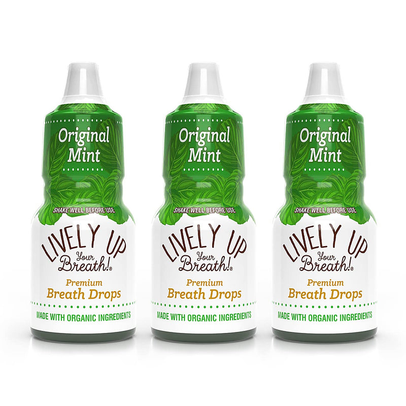 Lively Up Your Breath Premium Breath Freshener Liquid Drops with Organic Ingredients - Original Mint 3 Pack 0.27 Ounce (Pack of 3) - BeesActive Australia