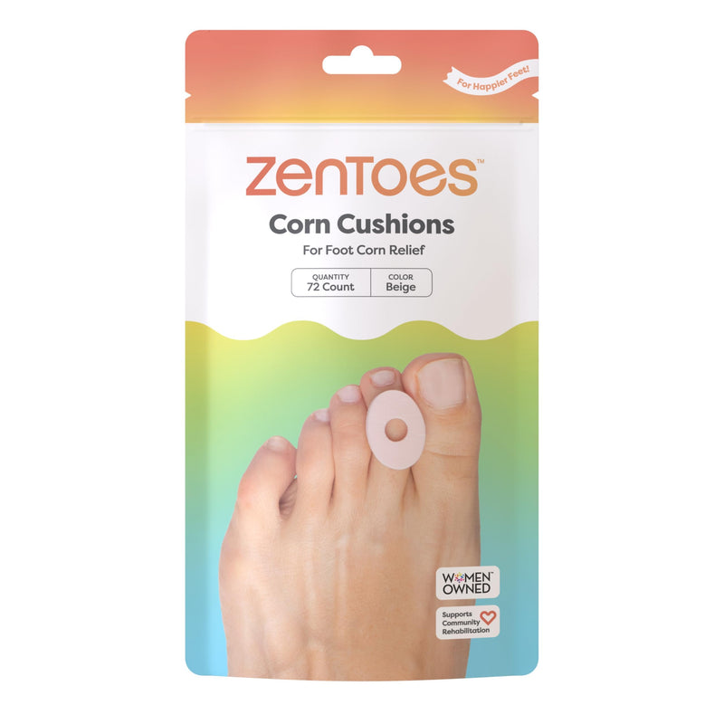 ZenToes Corn Pads for Toes, Anti-Friction Callus Cushions for Sensitive Skin, Soft Corn Cushions, Waterproof & Breathable, 72 Count 72 Count (Pack of 1) - BeesActive Australia