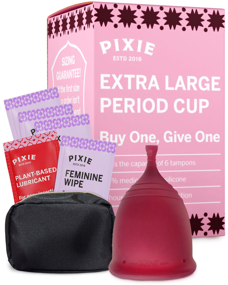 The Pixie Cup - Soft, Safe, Reusable Menstrual Cup ‚Äì 100% Medical-Grade Silicone Period Cup - Buy One We Give One (XL) Plum Extra Large - BeesActive Australia