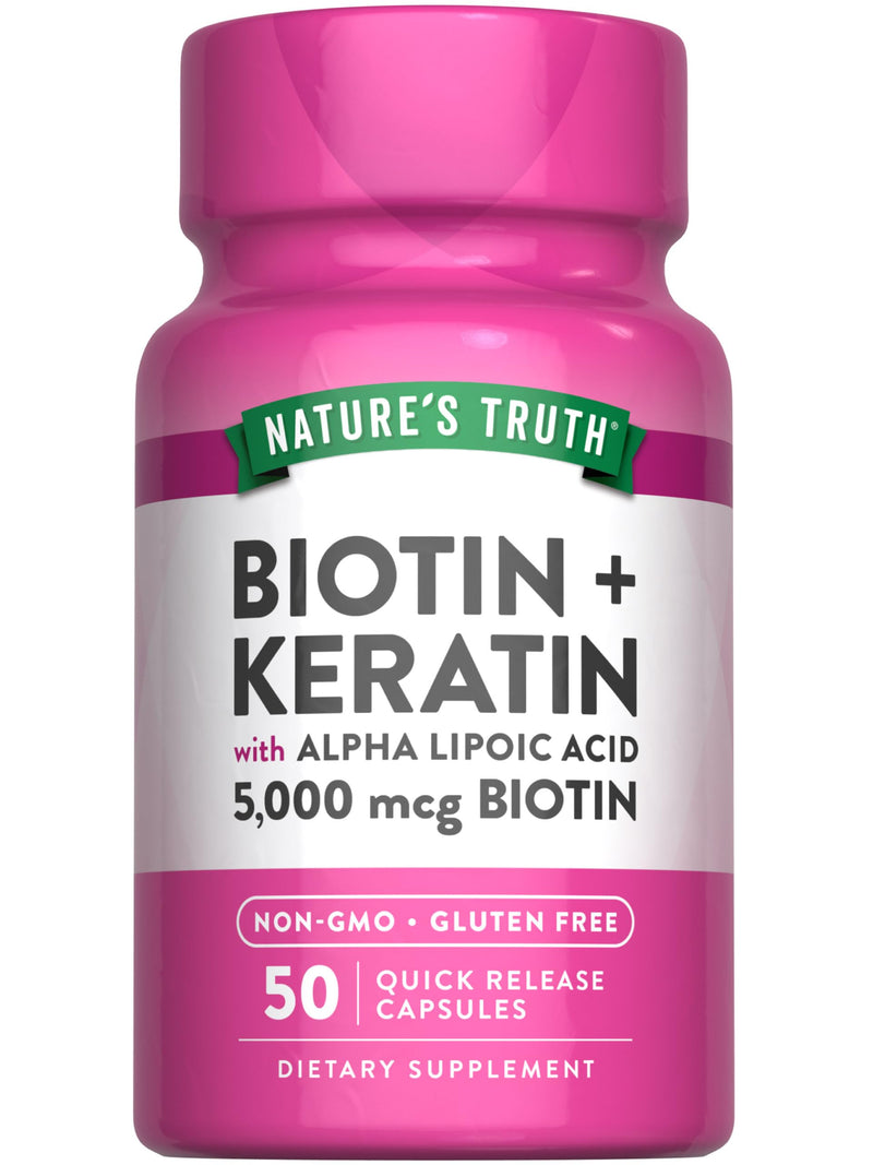 Nature's Truth Beauty Complex | 5000 mcg of Biotin | 50 Capsules | With Keratin and Alpha Lipoic Acid | Non-GMO & Gluten Free Supplement