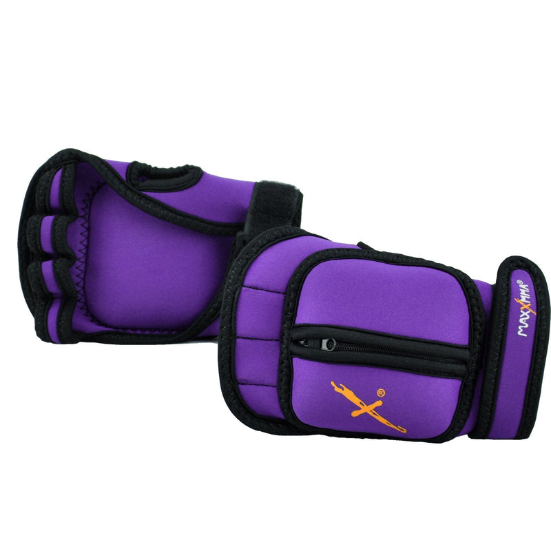 MaxxMMA Adjustable Weighted Gloves, 2 lb. Set - Removable Weight (2 x 0.5 lb. Each Glove) for Sculpting MMA Kickboxing Cardio Aerobics Hand Speed Coordination Shoulder Strength Purple - BeesActive Australia