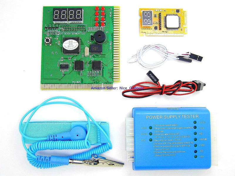 PC Computer PSU and Motherboard Tester Tool PCI & ISA SDRAM Post Test Card Diagnostic Analyzer Starter Kit 4 Digital / 8 LED/Bios Speaker/Mobo Power Switch All in One Carrying Case - BeesActive Australia