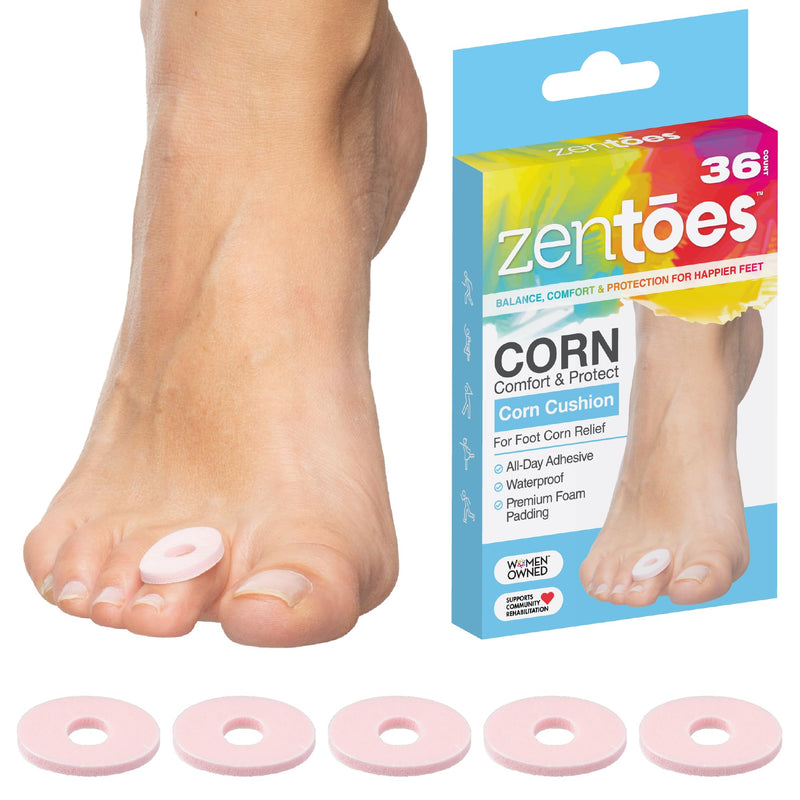 ZenToes Corn Pads for Toes, Anti-Friction Callus Cushions for Sensitive Skin, Soft Corn Cushions, Waterproof & Breathable, 36 Count 36 Count (Pack of 1) - BeesActive Australia