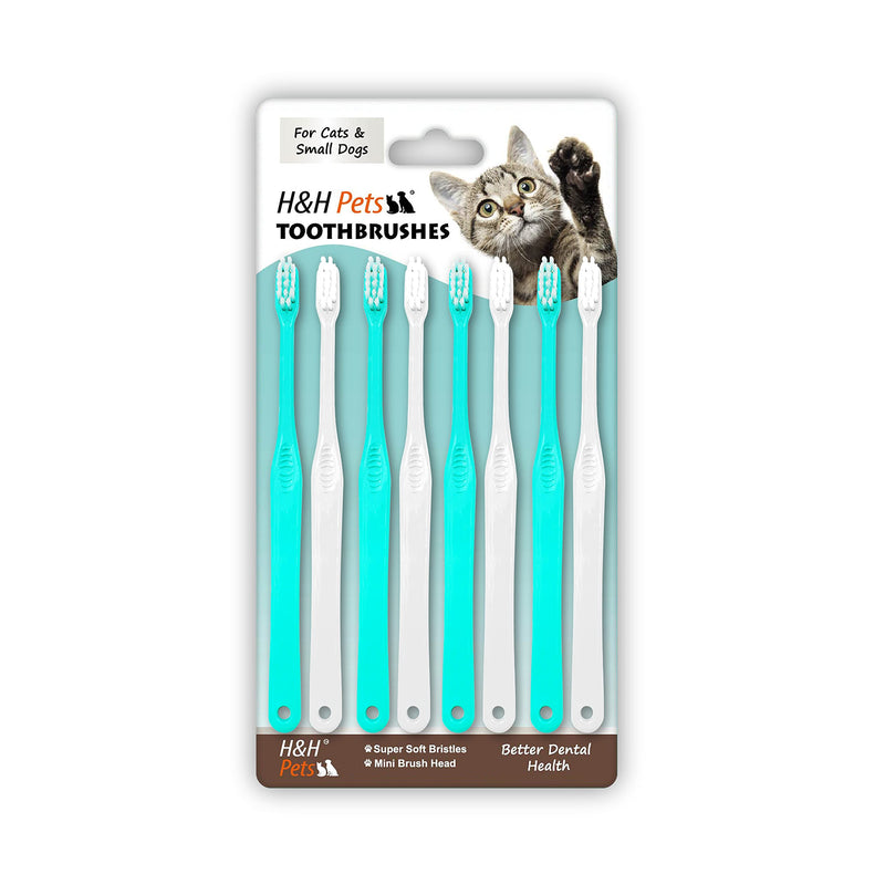 H&H Pets Toothbrush for Small Dogs & Cats - Soft and Small Toothbrush Designed for Cats, Puppies, and Small Breed Dogs Like Teacups, Chihuahuas, Yorkshire, and Poodle, 8 Count Pack 8 Count (Pack of 1) - PawsPlanet Australia