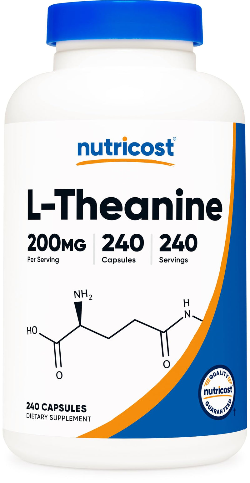 Nutricost L-Theanine 200mg, 240 Capsules - Double Strength 240 Count (Pack of 1) - BeesActive Australia