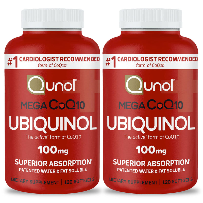Qunol Mega Ubiquinol CoQ10 100mg, Superior Absorption, 240 Softgels | #1 Cardiologist Recommended Supplement for Heart Health, Coenzyme Q10 Supplement to support Vascular Health & Cellular Energy 120 Count (Pack of 2)