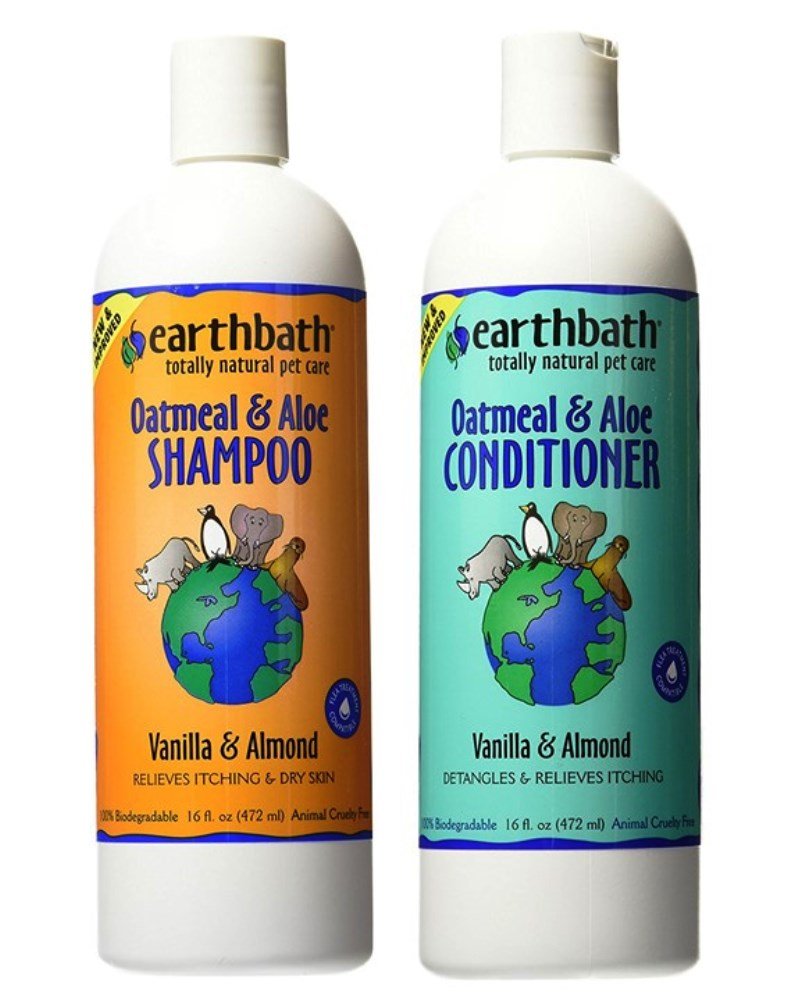 earthbath, Oatmeal & Aloe Dog Shampoo and Conditioner - Oatmeal Shampoo for Dogs, Itchy, Dry Skin Relief, Dog Wash, Made in USA, Dog Conditioner, Pet Shampoos - Vanilla & Almond, 16 Oz (1 Set) - PawsPlanet Australia