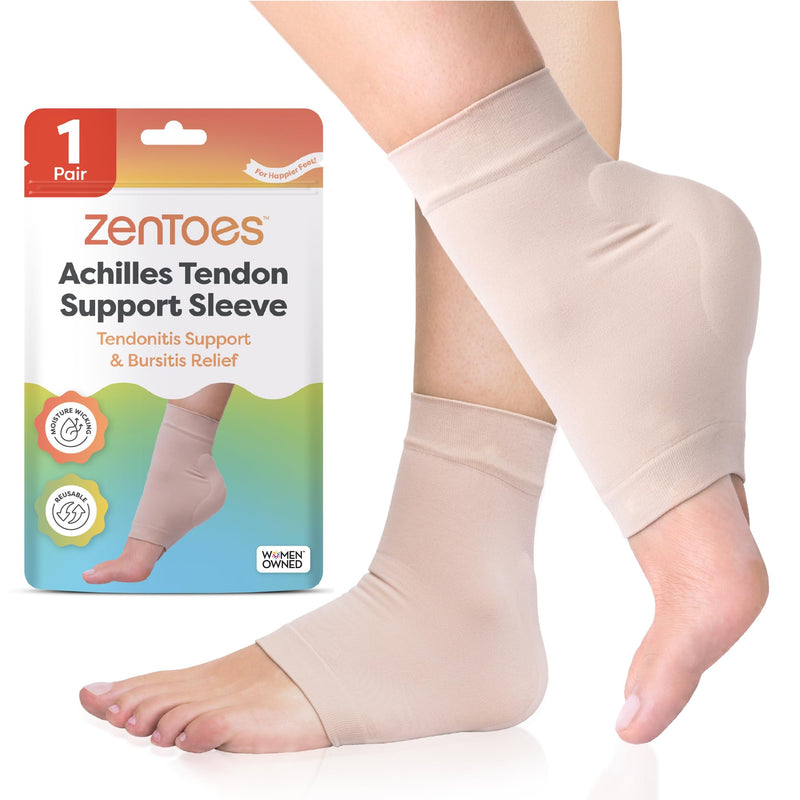 ZenToes Achilles Tendon Support Sleeve, Padded Compression Sleeve for Achilles Tendonitis Relief & Haglunds Heel, Washable Padded Socks & Heel Protectors for Bursitis Relief, 1 Pair Achilles Heel Sleeves - BeesActive Australia