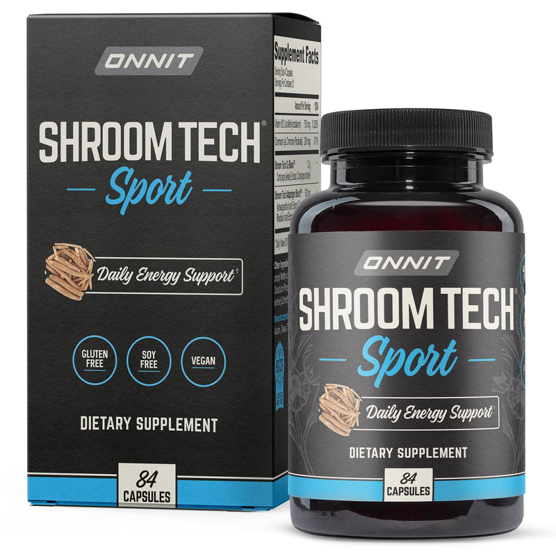 ONNIT Shroom TECH Sport (84ct) | All Natural Pre-Workout Supplement with Ashwagandha, Cordyceps Mushroom, and Rhodiola Rosea 84 Count (Pack of 1) - BeesActive Australia