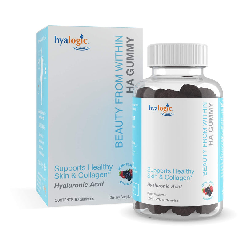 Hyalogic Beauty from Within Hyaluronic Acid Gummies – Ideal for Skin Care and Hair Growth - Delicious Berry-Flavored Gummy Vitamins – Vegan & Gluten Free (60 Gummies)