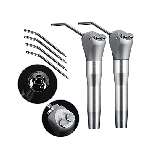 2PCS Dental Air Water Spray Syringe Triple 3 Way 2 Nozzles Tips Metal Handle + 4Pcs Metal Alloy Nozzles/Tips/Tube