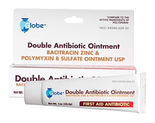 Globe First Aid Topical Antibiotic Ointment with Bacitracin Zinc & Polymyxin B Sulfate, Infection Protection & Wound Care Without Neomycin 1 oz Tube 1 Ounce (Pack of 1)