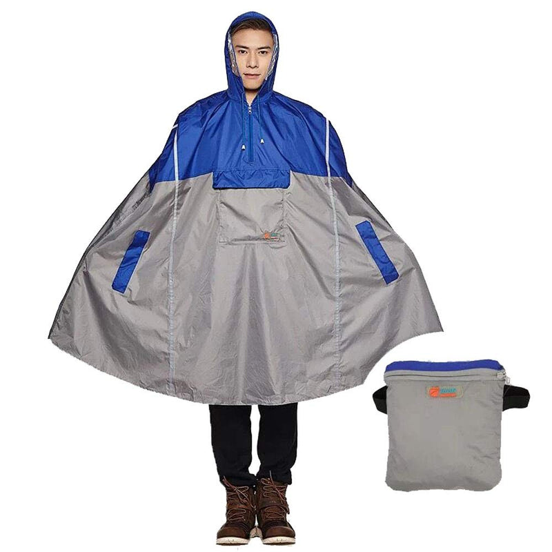 SudaTeko Lightweight Cycling Rain Poncho Breathable Bike Hooded Raincoat Rain Cape with Reflector Strips