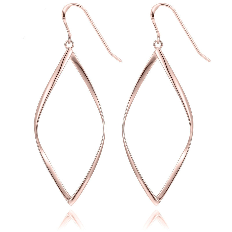 PAVOI 14K Gold Plated Dangle Earrings for Women | Infinity Cute Hanging Hoop Earrings Rose Gold Smooth - BeesActive Australia