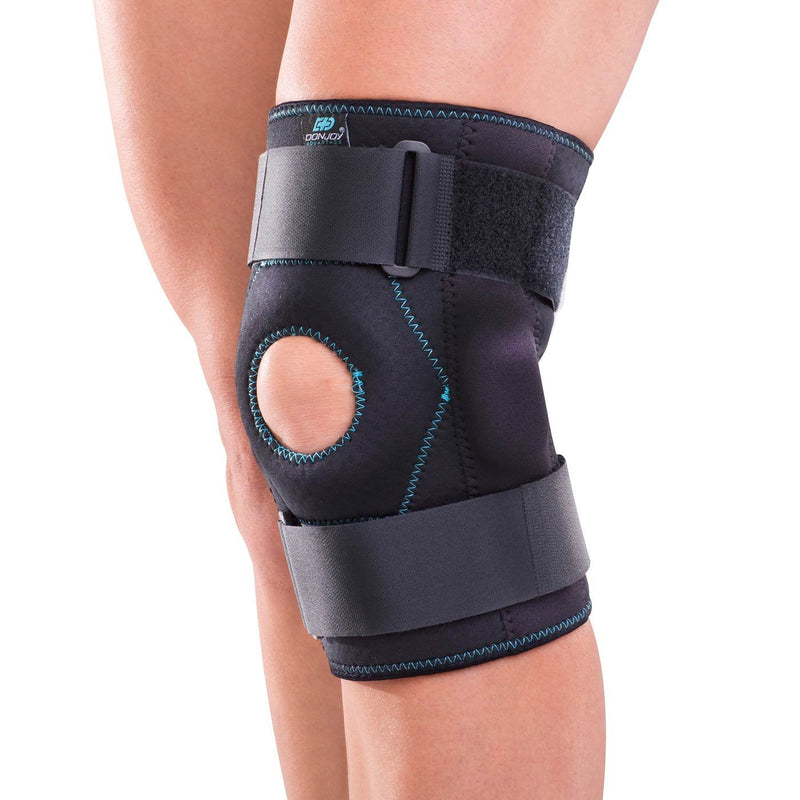 DonJoy Advantage Stabilizing Double Hinged Knee Wrap Brace for Sprains, Strains, Media Lateral Instability, Arthritis, Patella Buttress, Adjustable to fit Large to X-Large 15" to 19"