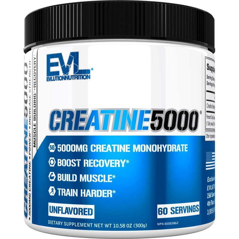 Evlution Pure Creatine Monohydrate Powder 5000mg Nutrition Pre and Post Workout Recovery Drink Mix Creatine Powder for Enhanced Muscle Mass Athletic Performance and Muscle Recovery - Unflavored 60 Servings - BeesActive Australia