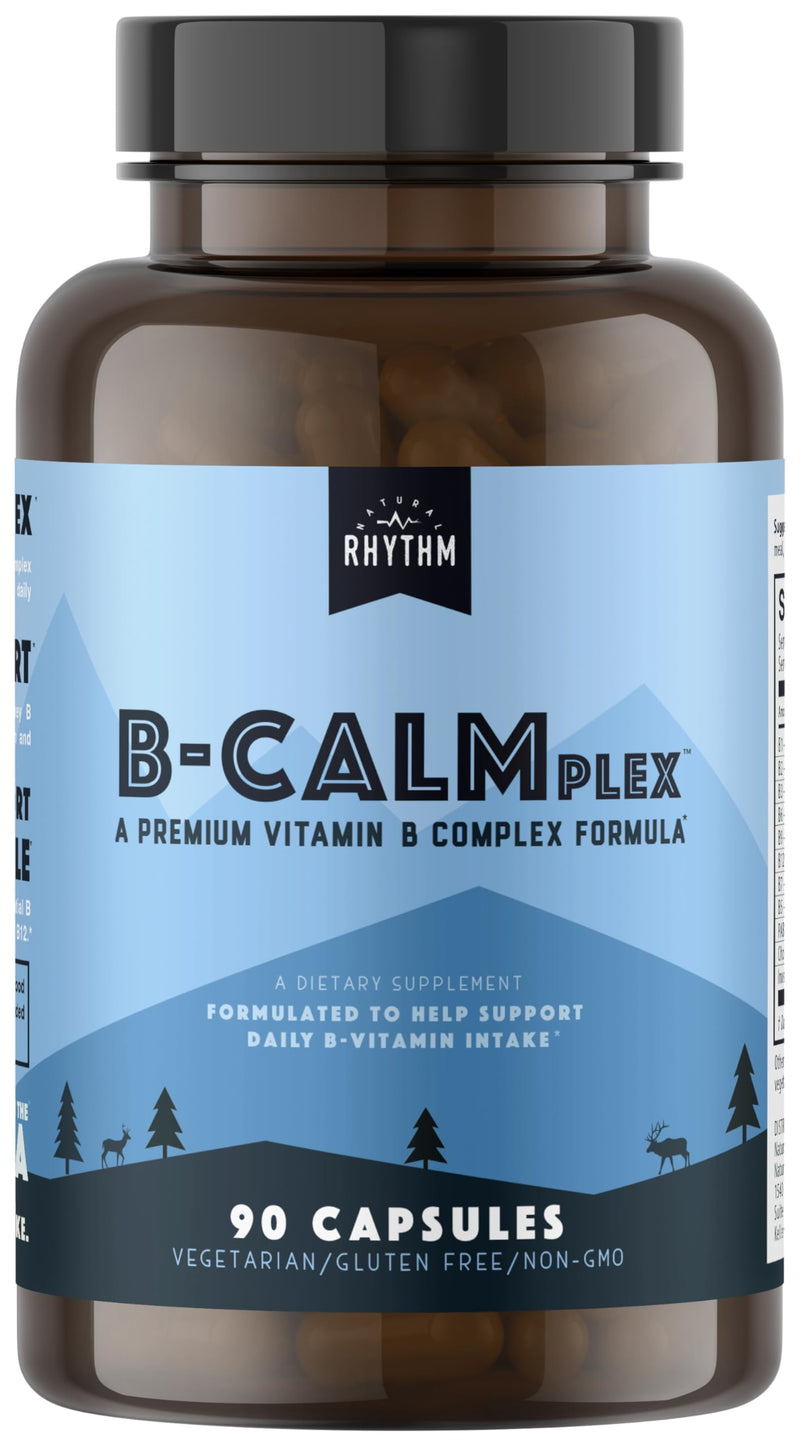 Natural Rhythm B-CALMplex B-Complex Vitamin Supplement, Comprehensive B Vitamin Blend with Methylfolate & B12, 3 Month Supply, 90 Capsules