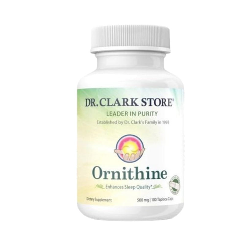 Dr Clark Ornithine Dietary Supplement 500mg, 100 Tapioca Capsules, Pure Amino Acid Support for Natural Sleep Aid, Promotes Protein Metabolism, Cleansing and Detoxification, Non-GMO & Gluten Free Plant-Based Tapoica Capsules