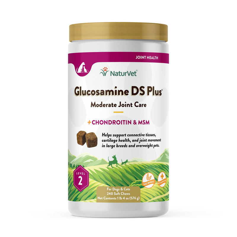 NaturVet – Glucosamine DS Plus - Level 2 Moderate Care – Supports Healthy Hip & Joint Function – Enhanced with Glucosamine, MSM & Chondroitin – for Dogs & Cats – 240 Soft Chews Glucosamine-DS Level 2 - BeesActive Australia