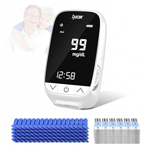IMDK Blood Sugar Test Kit, Precision Blood Glucose Monitor Kit with 100 Glucometer Strips, 100 Lancets, 1 Lancing Device and 1 Control Solution, High Accuracy ± 9% & No Coding Required