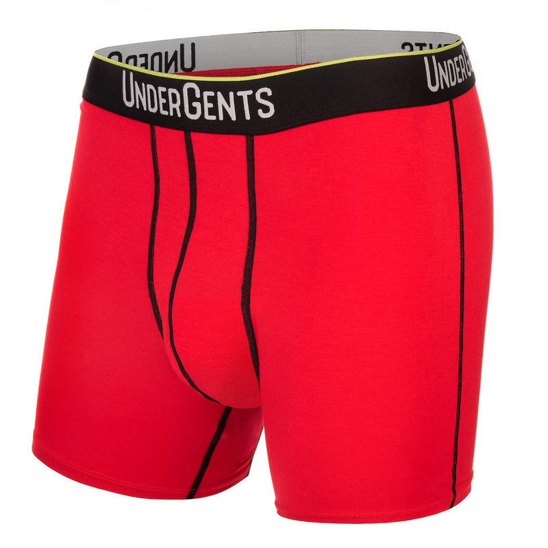 UnderGents Men's Boxer Brief Underwear. 4.5" Leg & Flyless Pouch for CloudSoft Cooling Comfort Not Compression Large Red - BeesActive Australia