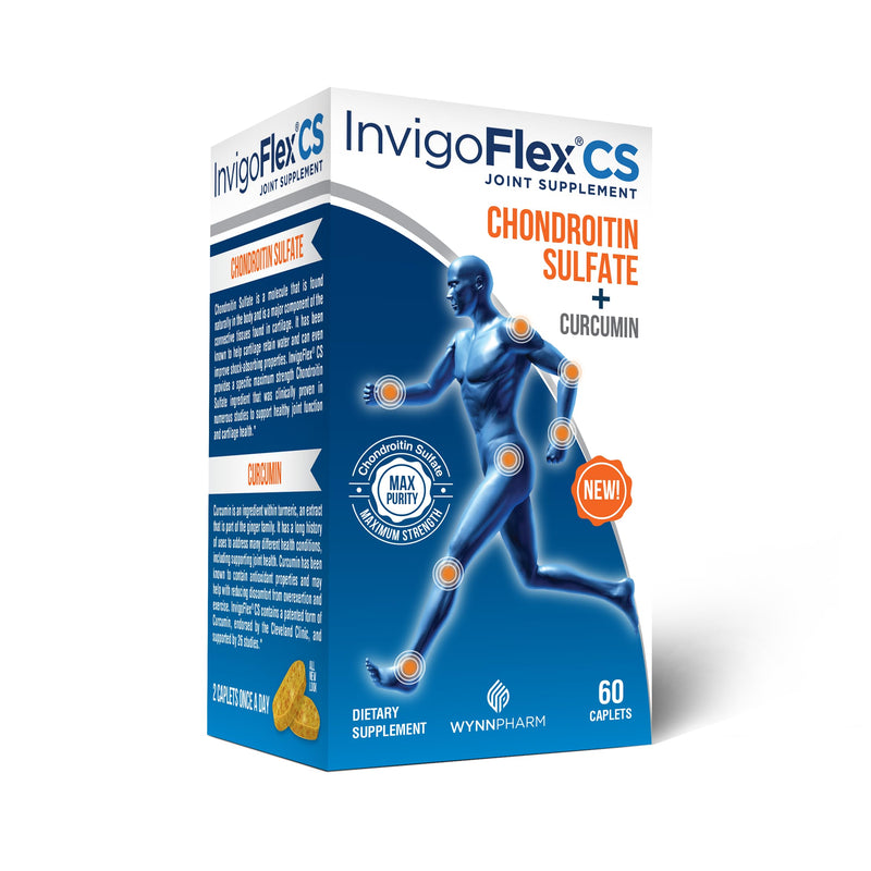 INVIGOFLEX® CS - Chondroitin Sulfate with Turmeric Curcumin Non GMO for Knee, Hand, Back & Hip Premium Joint Supplement 60 Count (Pack of 1)