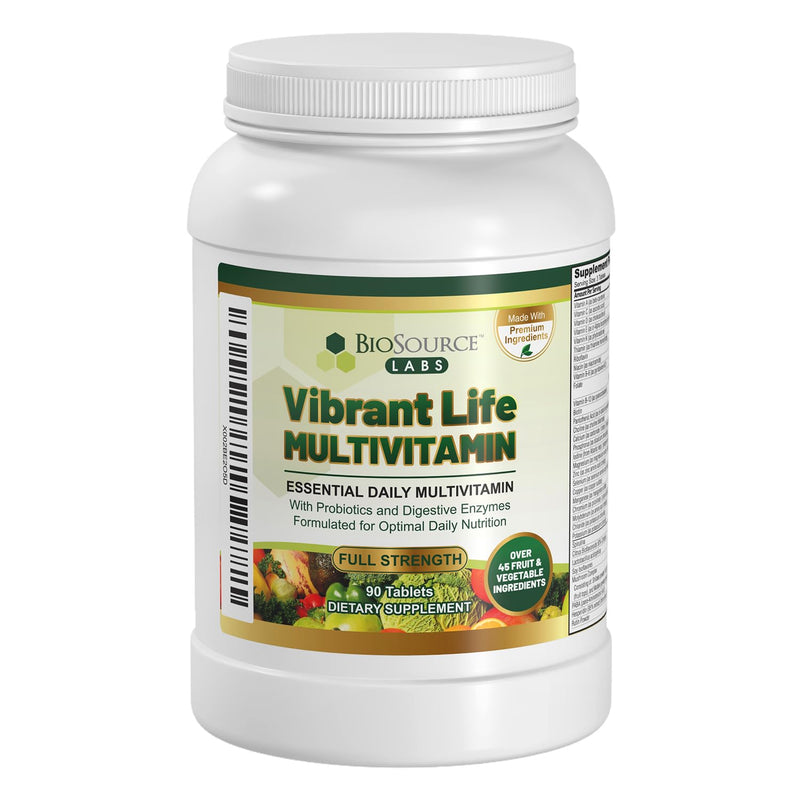 Vibrant Life Multivitamin with Probiotics, 30-Day Supply | Digestive enzymes, B-complex, 45+ fruits and vegetables, non-GMO, gluten-free vitamins and minerals for men and women