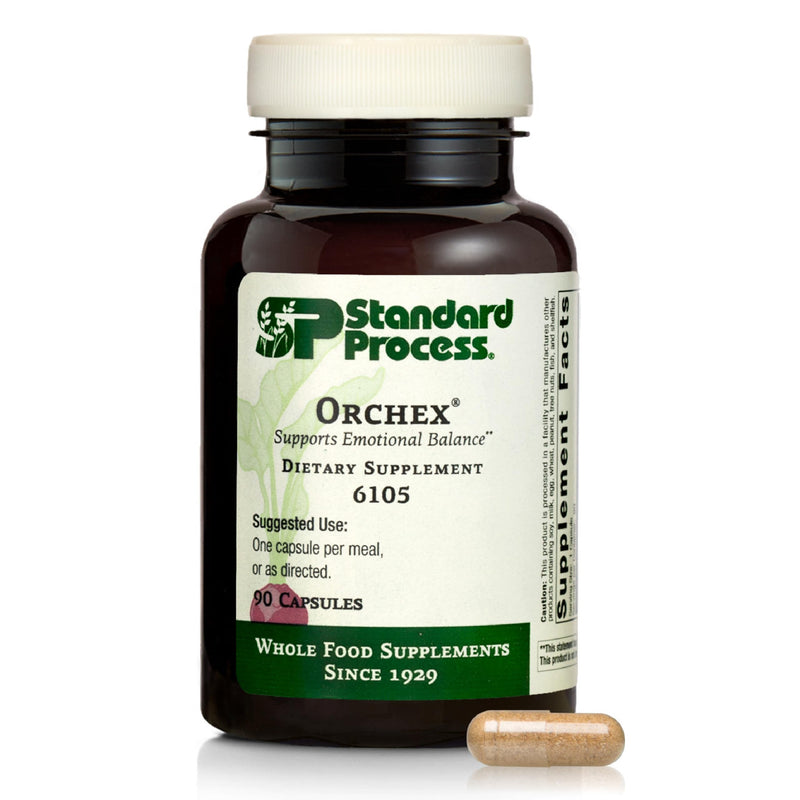 Standard Process Orchex, Emotional Balance Supplement, 90 Capsules | Nervous System Care Supplement, Excellent Source of Niacin and Vitamin B6, Non-Dairy and Whole Food-Based 90 Count (Pack of 1)