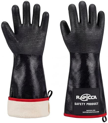 RAPICCA BBQ Grill Gloves, 932°F Heat Resistant Neoprene, 14 in XL 10/XL (14 in, 932 °F)