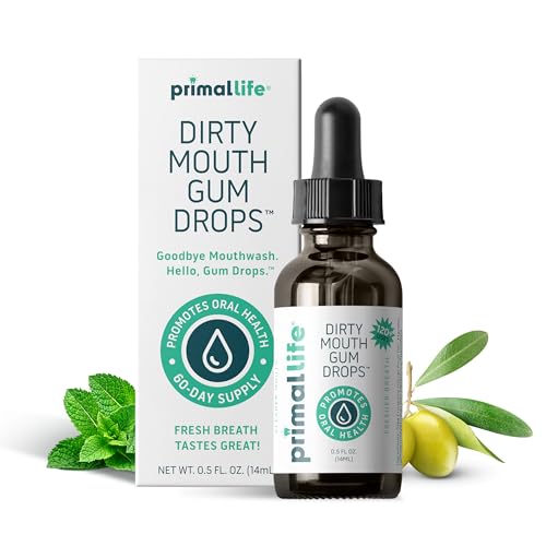 Primal Life Organics - Dirty Mouth Gum Serum, Natural Essential Oils, Promotes Good Breath, Gentle Mouthwash, Supports Good Oral Health, Great On Your Gums, Paleo, Organic, Vegan, Gluten-Free (0.5 oz)