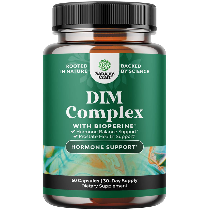DIM Supplement for Men with Bioperine - Hormone Balance Support -60 Ct | DIM Estrogen Blocker for Men - Prostate Health Support - Diindolylmethane Testosterone Complex with Broccoli Florets 60 Count (Pack of 1)