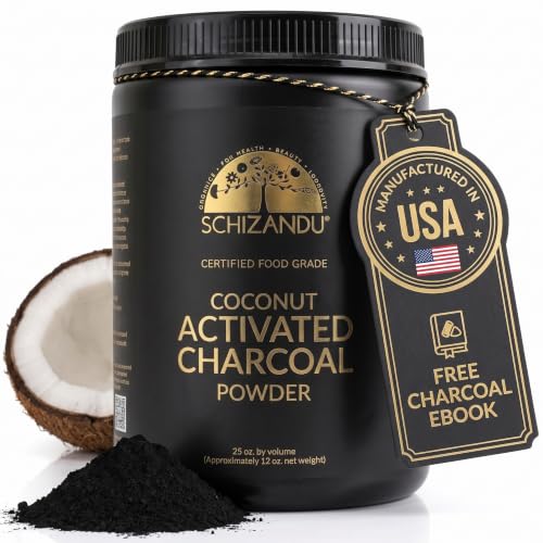 Organic Charcoal Powder by Schizandu - Activated Charcoal Natural, Vegan, Organic, GMO Free - Large Bottle 25 oz Powder
