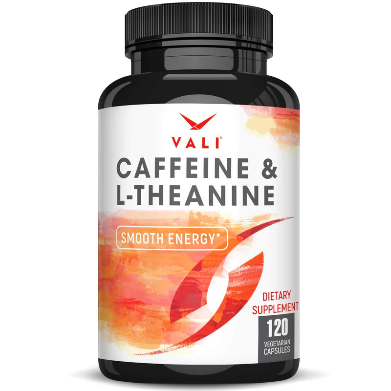 VALI Caffeine 50mg & L Theanine 100mg - Caffeine Pills & L-Theanine for Smart Smooth Energy & Focus Supplement. Nootropic Brain Booster Cognitive Support Stack & Focused Clarity. 120 Veggie Capsules - BeesActive Australia