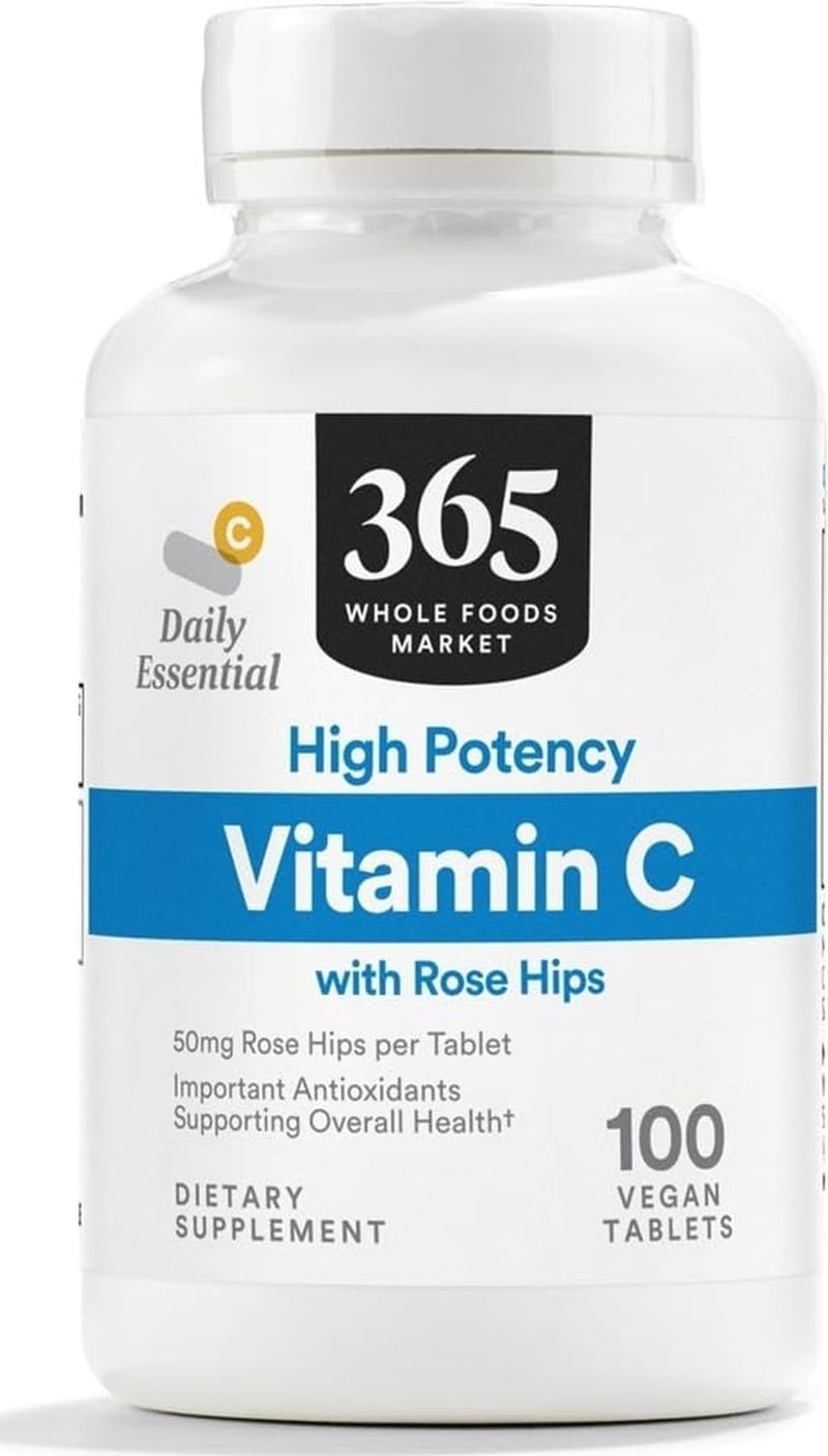 365 by Whole Foods Market, High Potency Vitamin C with Rose Hips, Vegan, 100 Tablets