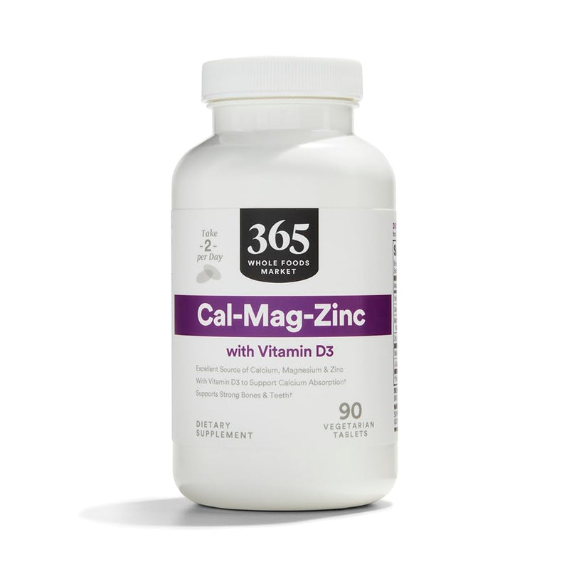 365 by Whole Foods Market, Cal-Mag-Zinc with Vitamin D3, Vegetarian, 90 Count