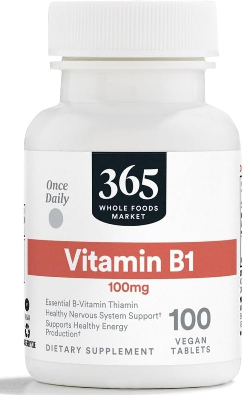 365 by Whole Foods Market, Vitamin B1 100mg, Vegan, 100 Tablets 100 Count (Pack of 1)