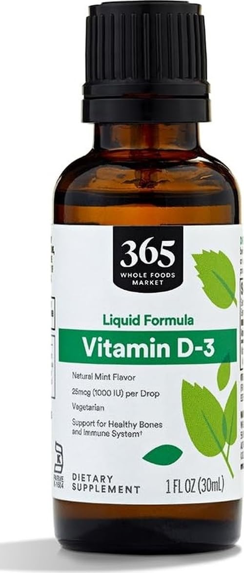 Whole Foods Market, Vitamin D-3 Liquid Mint Flavor 1000IU, 1 OZ 1 Fl Oz (Pack of 1)