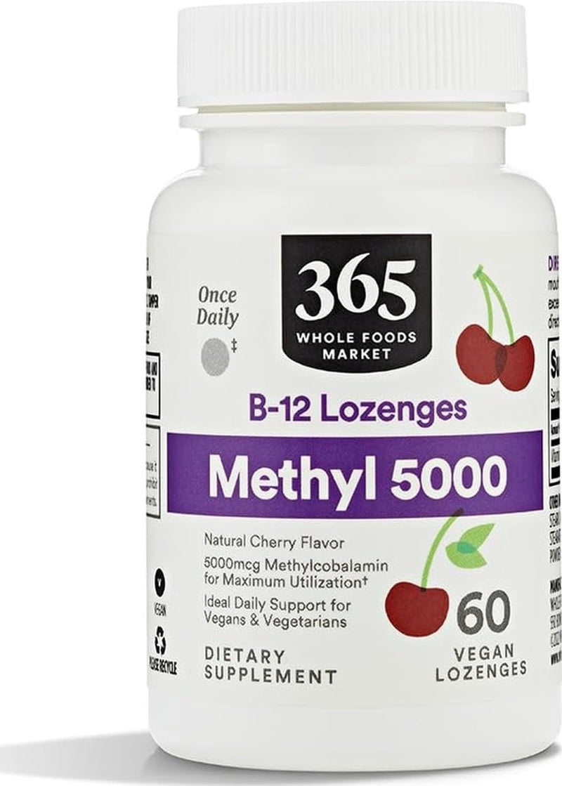 365 by Whole Foods Market, Methyl B-12 5000Mcg Cherry, 60 Lozenges 60 Count (Pack of 1)