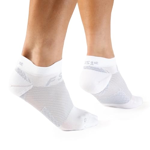 OrthoSleeve FS4 Orthotic Plantar Fasciitis Socks For Men & Women, Compression Socks for Plantar Fasciitis Relief & Achilles Tendonitis Support (White No-Show, Medium) White No-Show