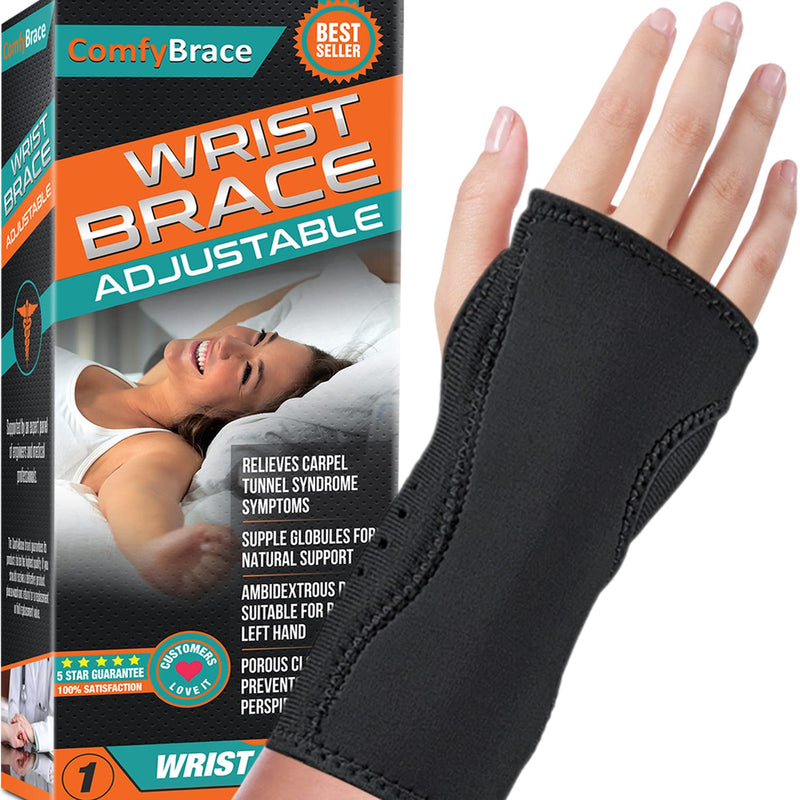 ComfyBrace Night Wrist Sleep Support Brace- Fits Both Hands - Cushioned to Help With Carpal Tunnel and Relieve and Treat Wrist Pain, (1 Pack/Night Brace, One Size Fits All) Pack of 1 - BeesActive Australia