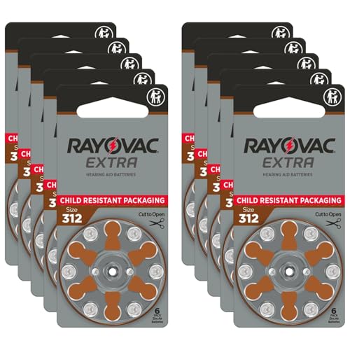 Rayovac Hearing Aid Battery, Size 312 (60 Batteries) 312 AU - Brown