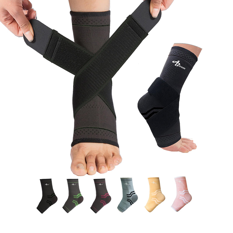 Jupiter Foot Sleeve (Pair) with Compression Wrap, Ankle Brace For Arch, Ankle Support, Football, Basketball, Volleyball, Running, For Sprained Foot, Tendonitis, Plantar Fasciitis… Black Large - BeesActive Australia