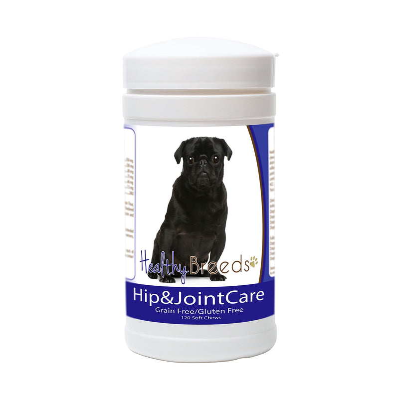 Healthy Breeds Pug Hip and Joint Care 120 Count,White Pug, Black
