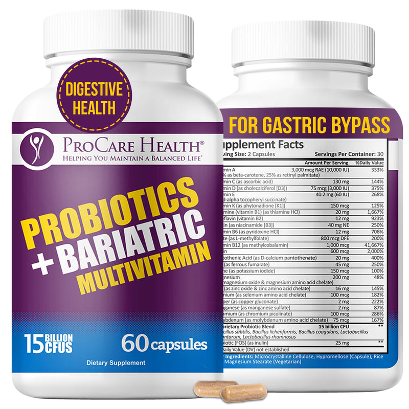 Core-45 + Probiotics Bariatric Multivitamin | Capsule | 60 Ct | 15 Billion CFU Bariatric Probiotic Fast Dissolving Veggie Capsules to Support Gut and Immune Health for Bariatric Patients