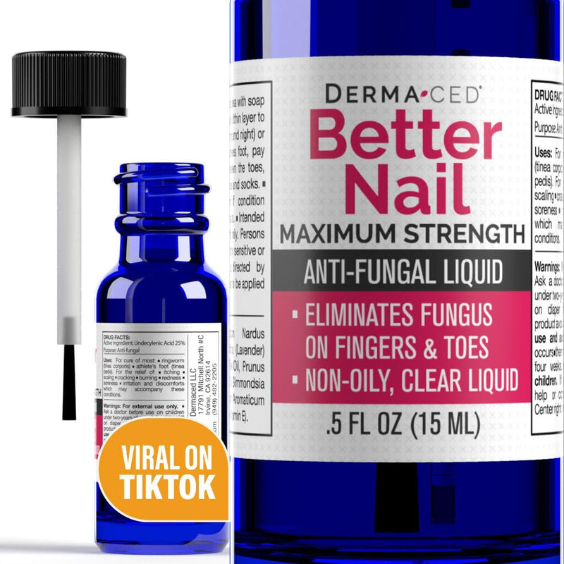 Better Nail - Rejuvica - Extra Strength Nail Fungus Treatment - 25% Undecylenic Acid Maximum Strength Antifungal Solution helps Discolored & Damaged Nails - Supports Healthy Nails with 6 Natural Oils 0.5 Fl Oz (Pack of 1)