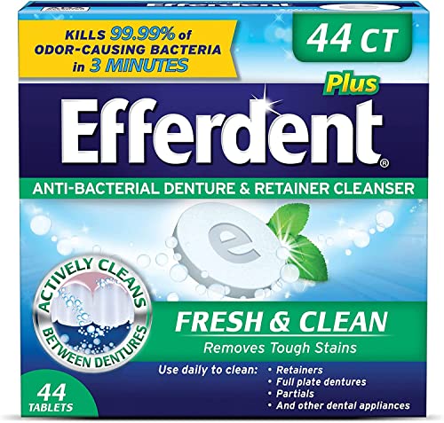 efferdent Retainer Cleaning Tablets, Denture Cleaning Tablets for Dental Appliances, Minty Fresh & Clean, 44 Count, (Pack of 3) 44 Count (Pack of 3)