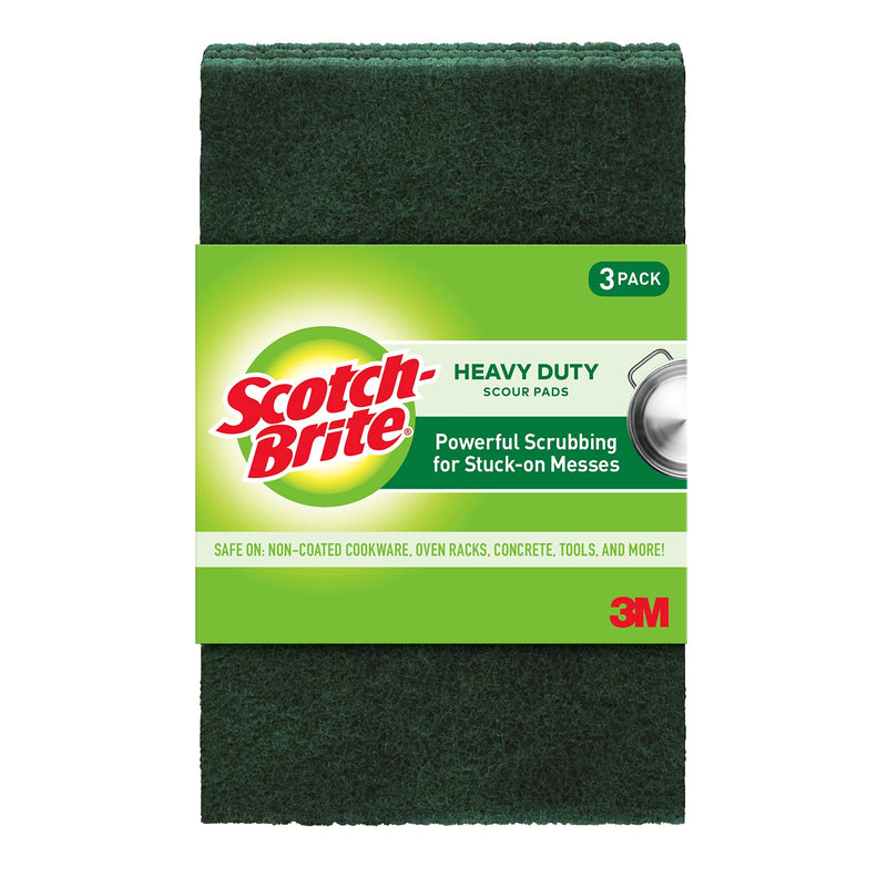 Scotch-Brite Heavy Duty Scour Pads, Great For The Kitchen, Garage and Outdoors, 3 Pads - BeesActive Australia