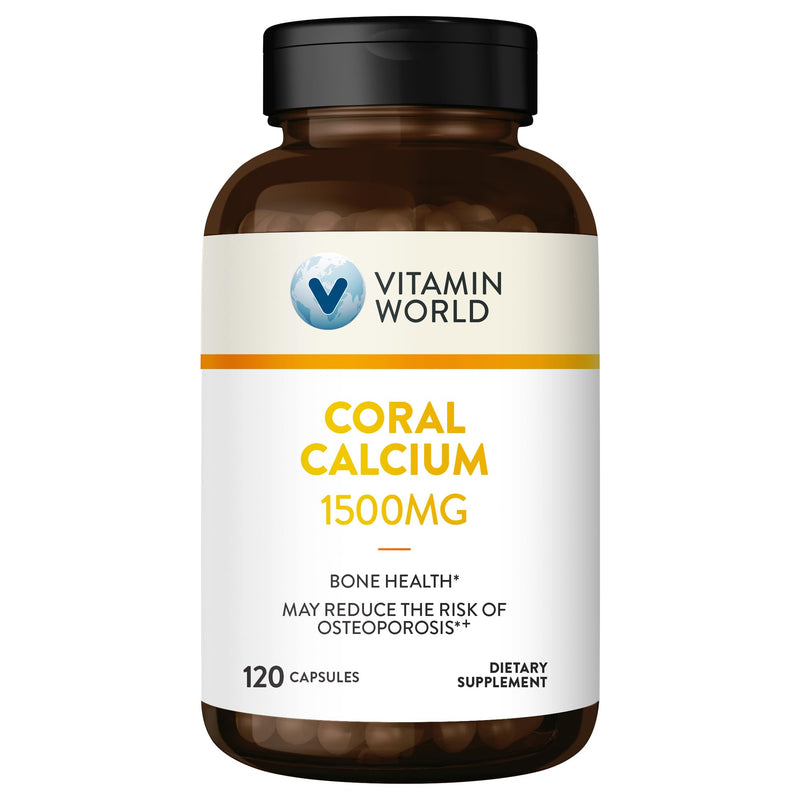 Vitamin World Coral Calcium 1500 mg, 120 Capsules | Mineral Supplement, Gluten Free