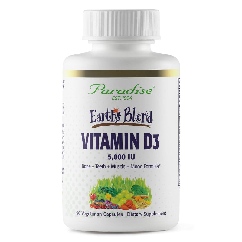 Paradise Herbs Earth's Blend Vitamin D3, 90 Vegetarian Capsules | Superfoods base with probiotics, organic alkalizing greens, veggies and berries in a dietary supplement formula 90 Count (Pack of 1)
